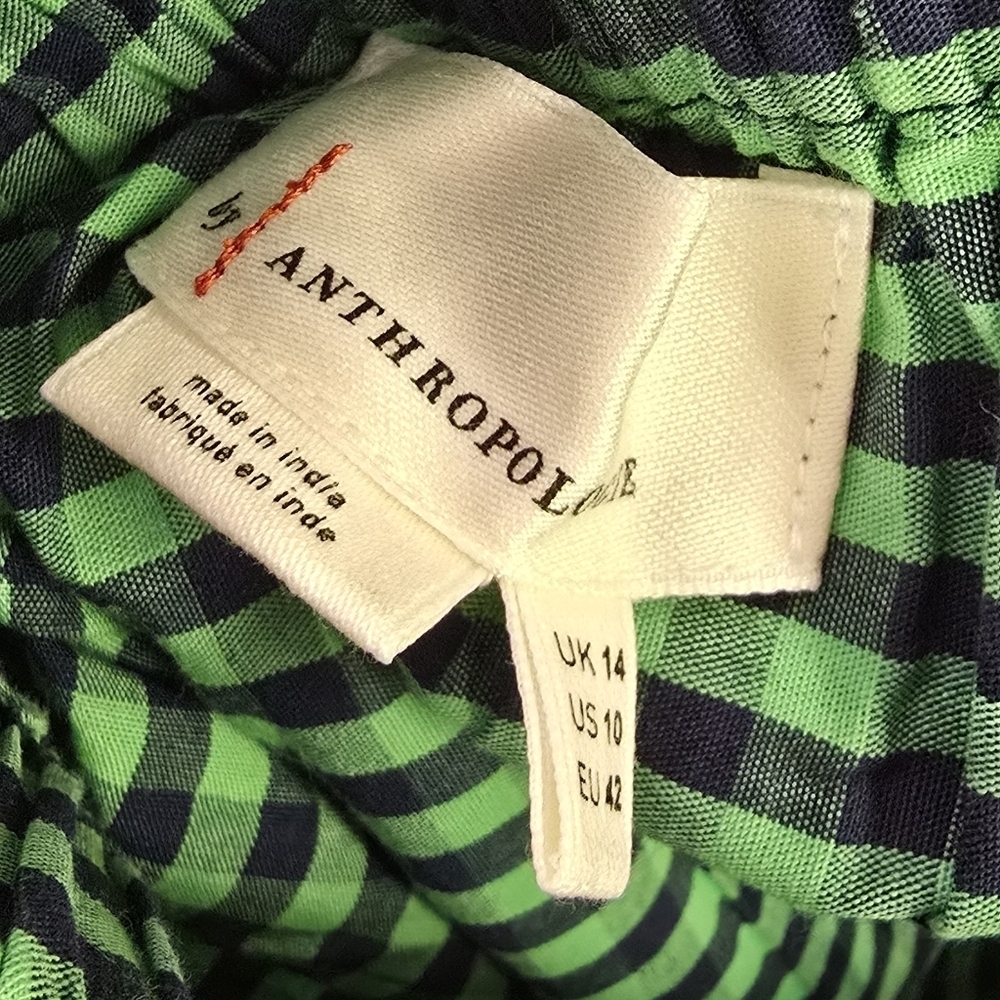 Anthropologie Green and Black Tiered Gingham Checkered Maxi Skirt - Picture 5 of 6